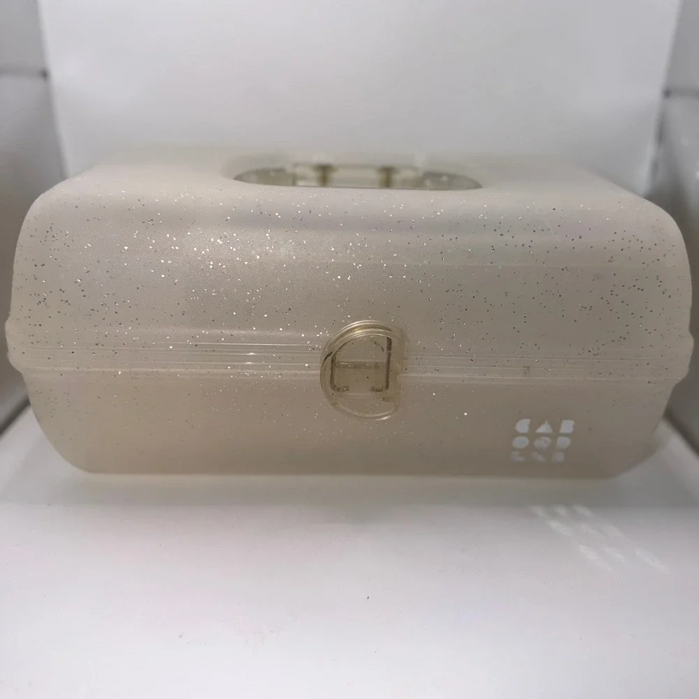 Caboodles OS Clear Silver Glitter Makeup Organizer 80s 90s Y2K Retro Aesthetic